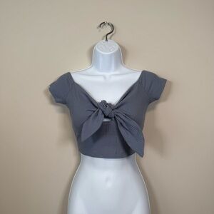 Fashion Nova Charcoal Knot Front Crop Top